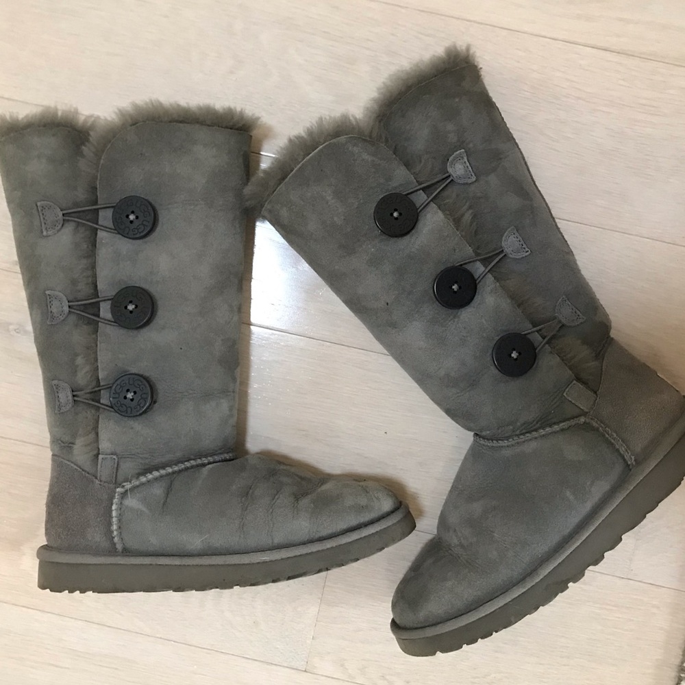 Gray Button Ugg boots